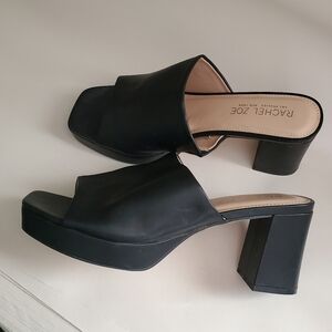 Rachel Zoe Cupid Black Mules with Chunky Heel Sz 9.5m Nwot. Block Heel